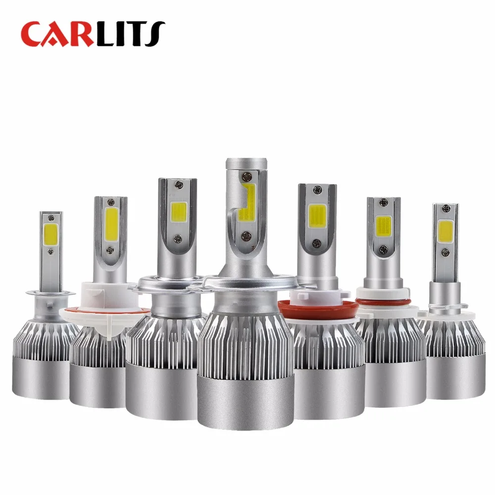 CARLITS 2 шт. H7 H4 LED H1 H11 H8 H9 H3 9005 9006 HB2 HB3 автомобильная лампа супер яркая светодиодная 72