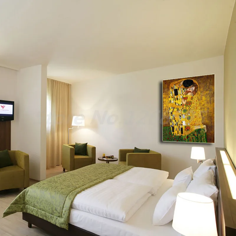 Gustav Klimt's Symbolist Painting The Kiss HD Canvas Print Living Room Home Decor Modern Wall Art Oil Poster | Дом и сад
