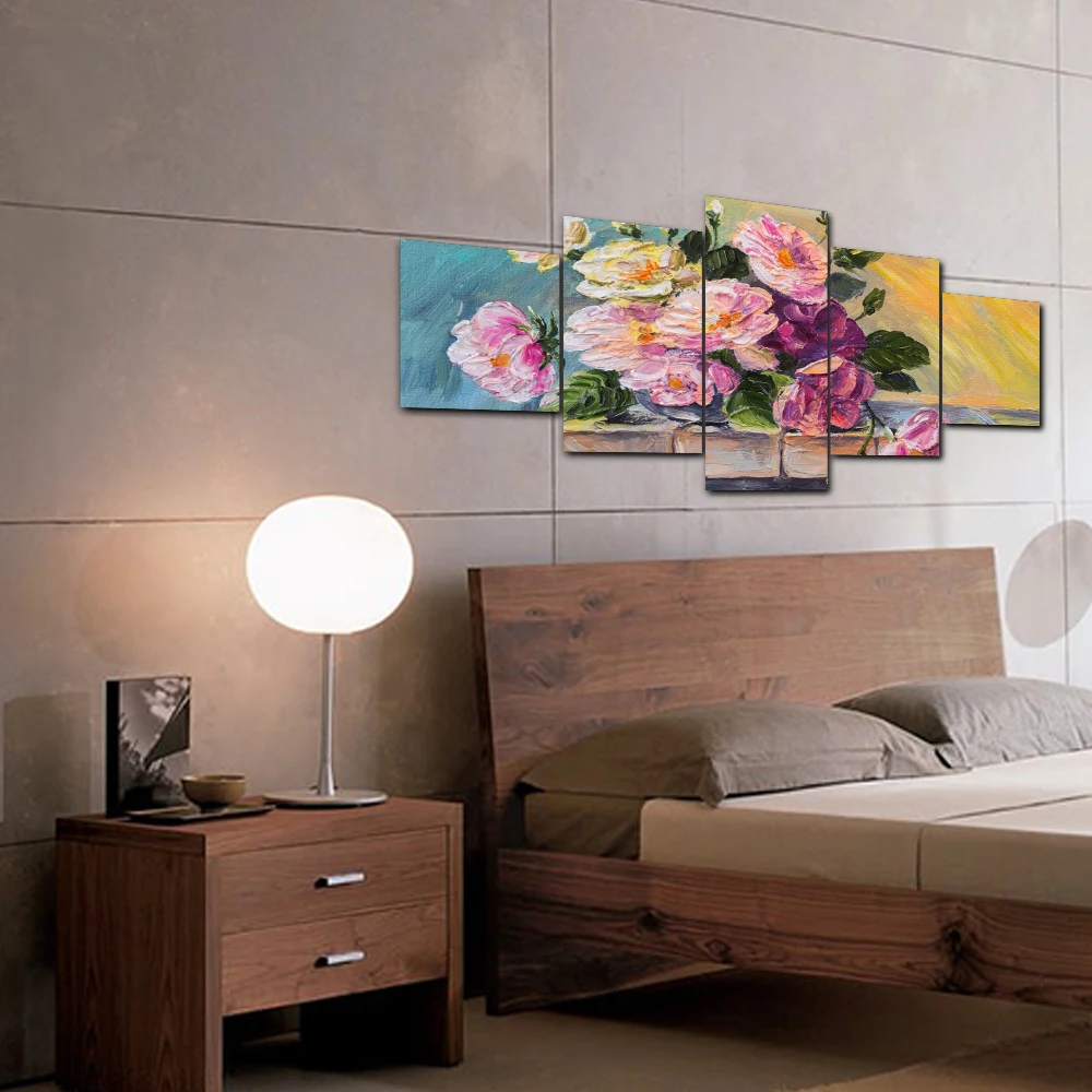 Винтаж 5 панель цветущие цветы розы Сад плакаты и принты холст картины для