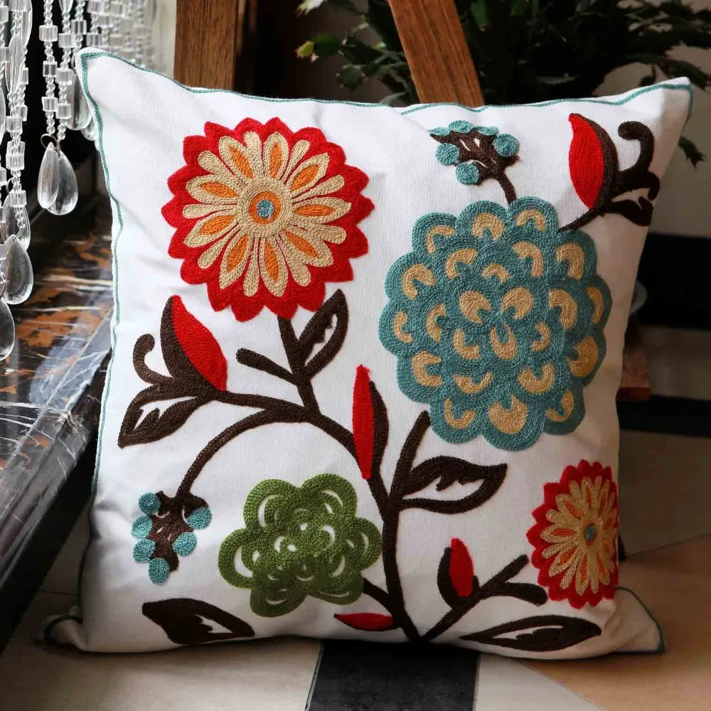 Цветы хлопка ручной вышивкой диван Чехлы Декоративные отеля шоу наволочка