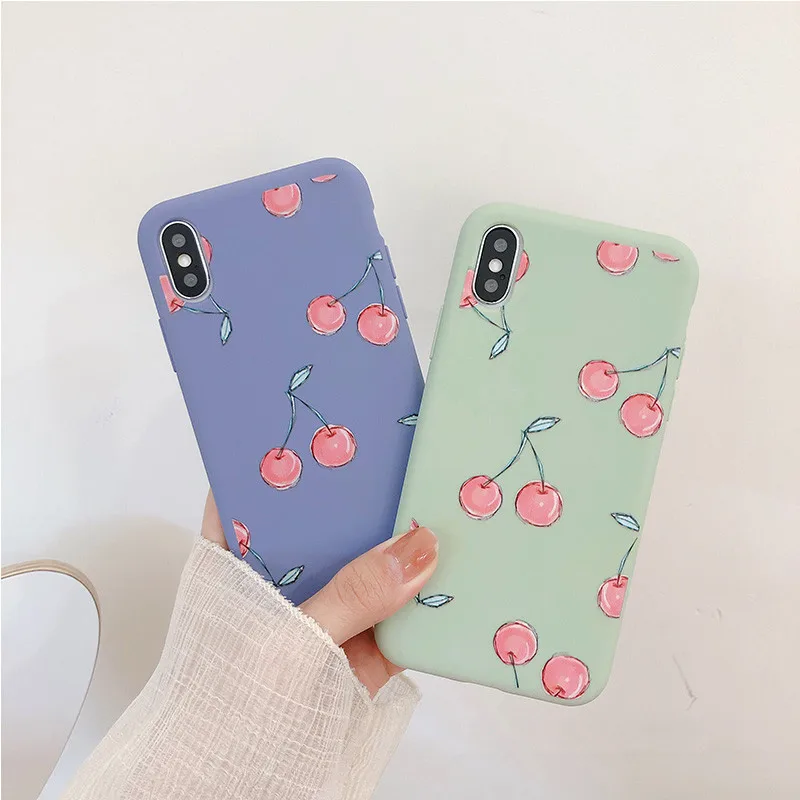 Розовый Вишневый фруктовый узор задняя крышка телефонные чехлы для iPhone 8 7 6 6s Plus