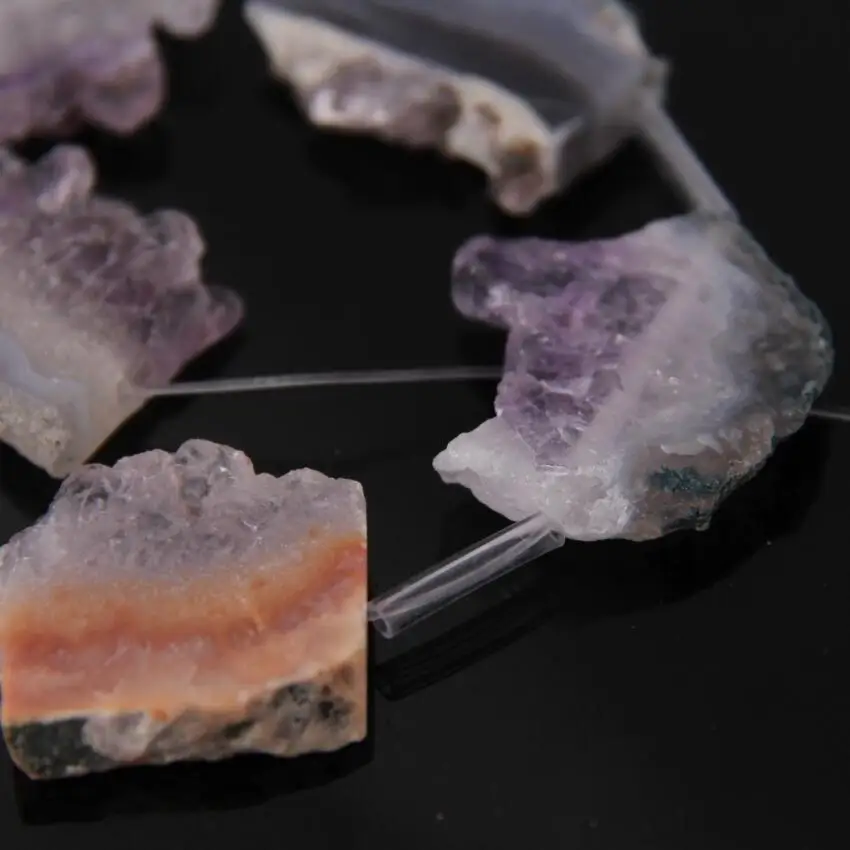 Approx9PCS Strand Raw Gems Druzy Slab Pendant Beads Purple Crystal Quartz Geode Drusy Slice Charm Jewelry Making | Украшения и