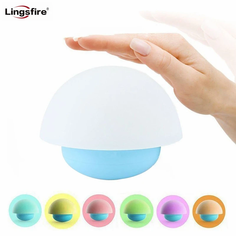 Tumbler Mushroom Design Colorful Night Light Touch Sensor Dimmable LED Nightlights Lovely Lamp Safety Baby | Лампы и освещение