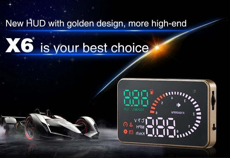 Лобовое стекло проектор аксессуары Hud Дисплей OBD2 цифровой автомобильный скоростной метр X6 HUD автомобильный скоростной проектор бортовой компьютер