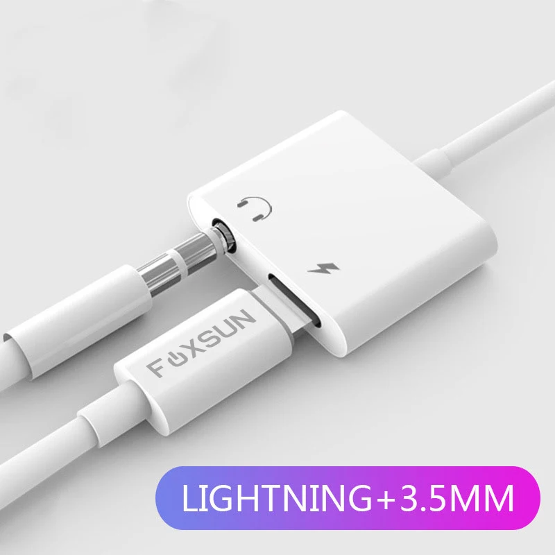 Адаптер для наушников 2 в 1 с Lightning на 3 5 мм зарядка + Музыка iPhone X /iPhone 8/8 Plus iPhone7/7