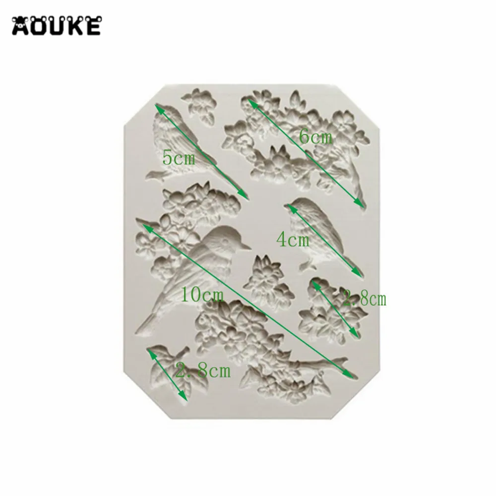 Цветок сливы и птицы помадка торт Силиконовая форма печенье кондитерские формы