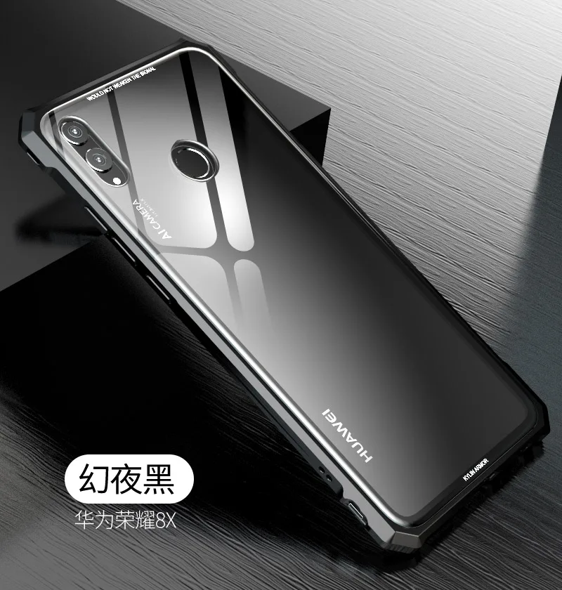 Роскошный чехол для huawei Honor 8X/8X Max/Enjoy Max, алюминиевая металлическая рамка, бампер и прозрачная задняя крышка из закаленного стекла funda
