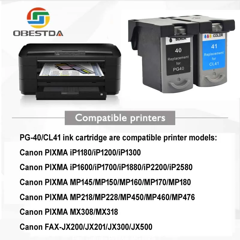 Совместимые чернильные картриджи Obestda для Canon PG40 CL41 iP1600 / IP1700 IP1800 PG 40 MP140 MP450 MP470