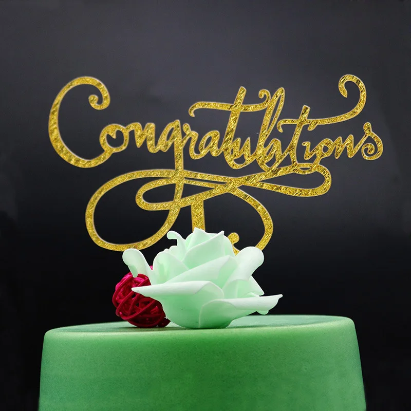 Glitter Gold Congratulations Acrylic Cake Topper 2019 New Cu