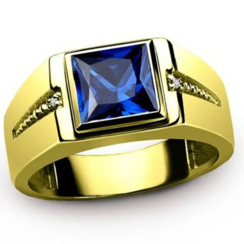 3.2CT размер от 8 до 15 Ювелирные изделия красный, темно-синий/Гранат, циркон камни 10KT мужское позолоченное кольцо свадебный подарок