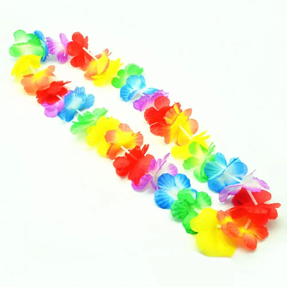 

50 PCS Hawaiian Party Wreath Decorations Tropical Style Necklace Theme Flowers Holiday Wedding Beach Birthday Wreath Decor