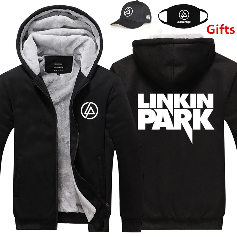 Шапка и маска как подарки Linkin Park толстовки толстые зимние innner флис хип хоп для
