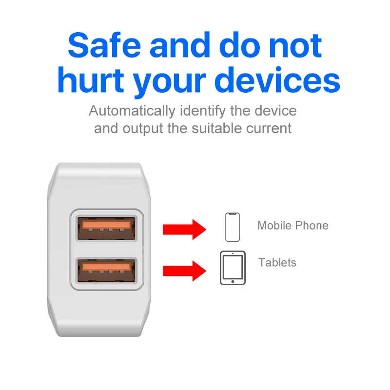 Сетевое зарядное устройство GUSGU с двумя USB портами 5 В/2 1 А|Зарядные устройства для