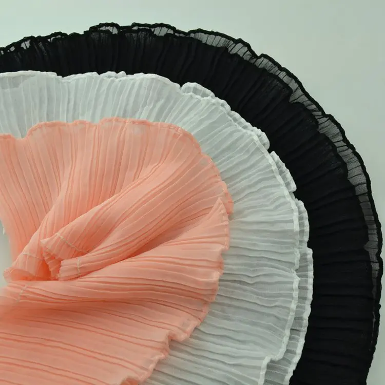 5 meters/lot Single Fold Organ Plait Black And White Chiffon Ruffle Lace Trim DIY Garment Skirt Hem Accessories Fabric | Дом и сад