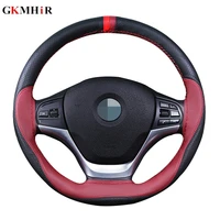 diy 38 cm anti slip steering wheel soft fiber leather car steering wheel cover car with needle and thread interior accessories