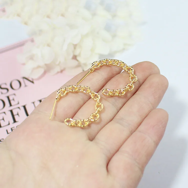2 шт. корейские полукруглые геометрические серьги металлические нестандартные