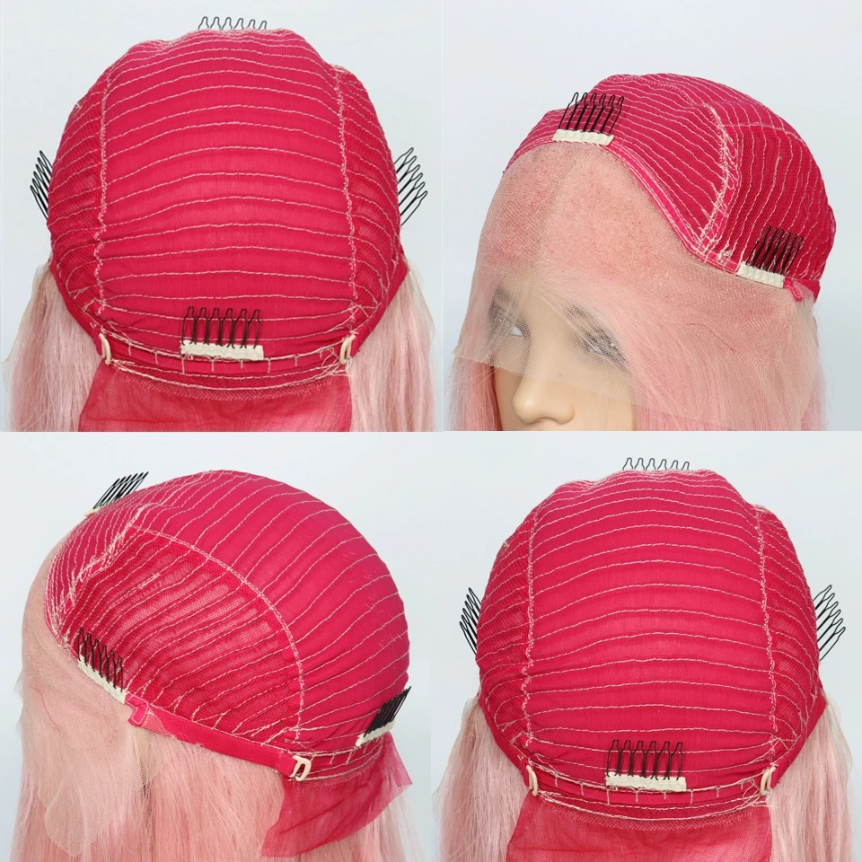 Перуанские человеческие волосы Remy розовый цвет фронтальный парик шнурка