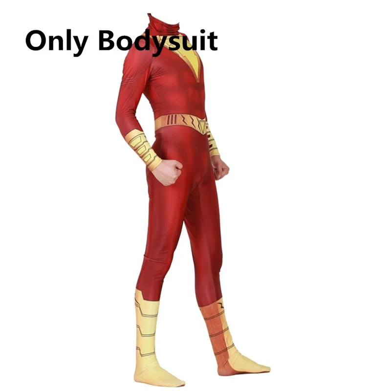 Bodysuit Капитан Shazam Косплэй костюм героя зентай Билли Бэтсон супергероя боди костюм плащи-комбинезоны - Цвет: Bodysuit