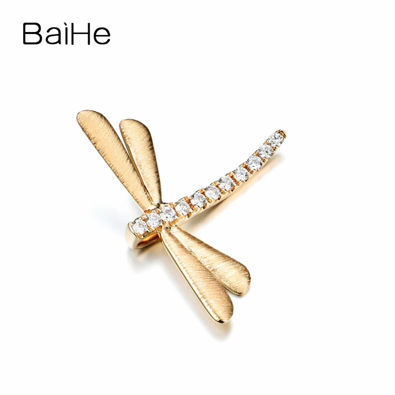 BAIHE Твердые 18k желтое золото 0 16 карат H/SI натуральные бриллианты вечерние