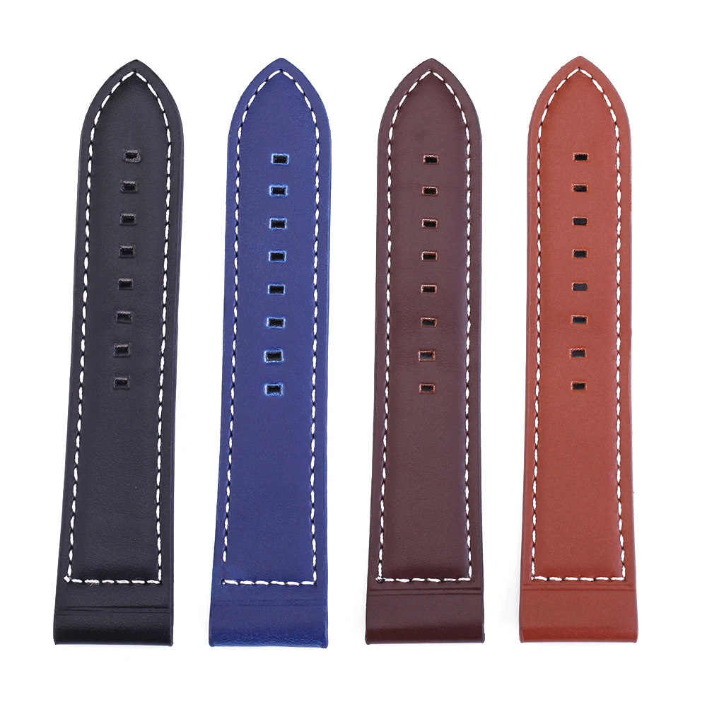 Genuine Leather Watchband Flat Interface High Quality Wristwatch Straps 18mm 20mm 22mm 24mm Steel Buckle Wristbands