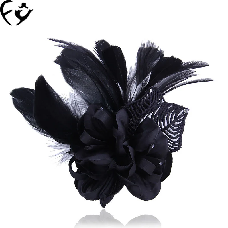 Брошь в виде цветка с перьями|flower brooch|feather flower broochhandmade brooch |