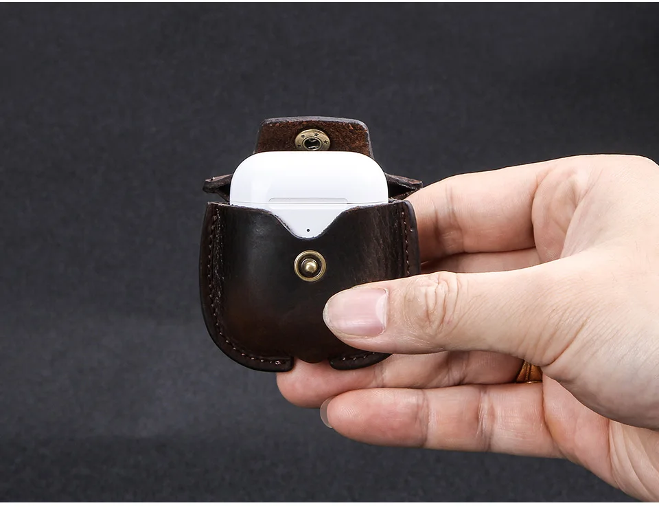 Кожаный чехол Airpods для Apple, Airpods, Bluetooth наушники, зарядная коробка, аксессуары, сумка, ключевой ремень, с кнопками, чехол для наушников