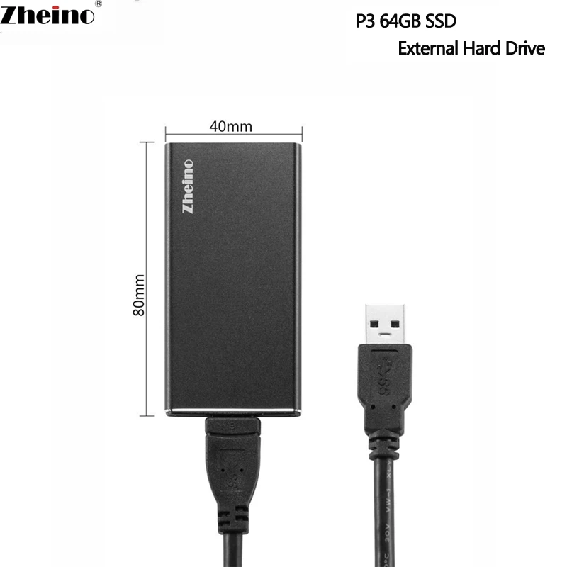 Zheino P3 USB3.0 64 ГБ SSD Портативный внешний жесткий диск Алюминий супер Скорость с mSATA