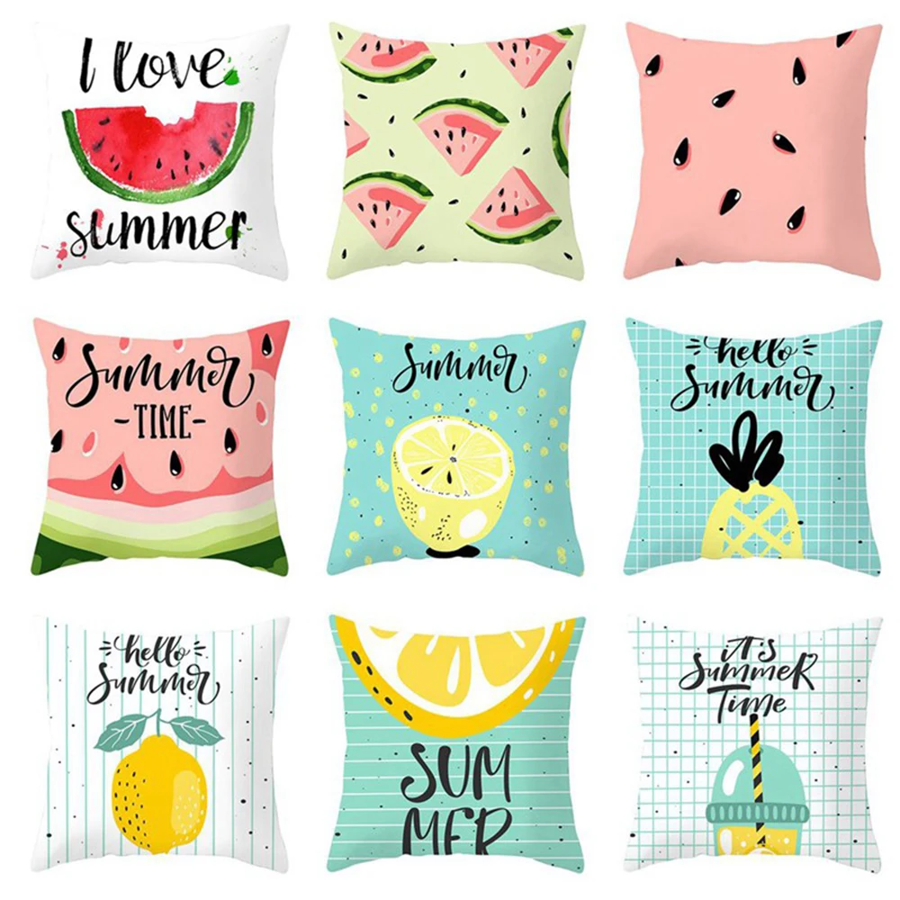 

45x45CM Cartoon Fruit Tropical Cushion Summer Watermelon Pineapple Lemon Pillow Suit Chair Home Sofa Sofa Cushion