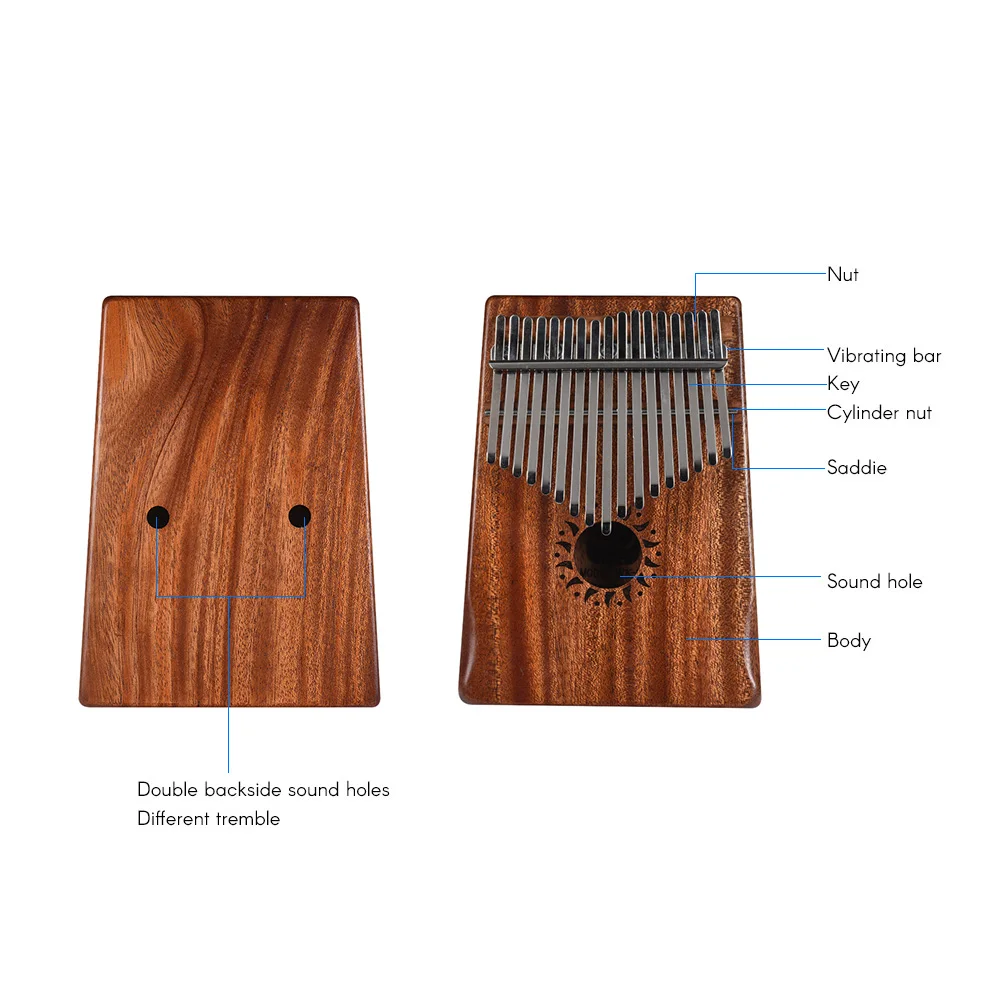 Новое поступление! 17 клавиш Kalimba Mbira большой палец фортепиано красное дерево