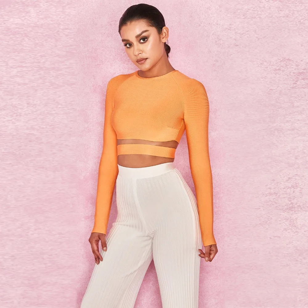 

Fashion Women Orange Tops Hollow Out Sexy Strapless Top Night Club Party Sexy Wear