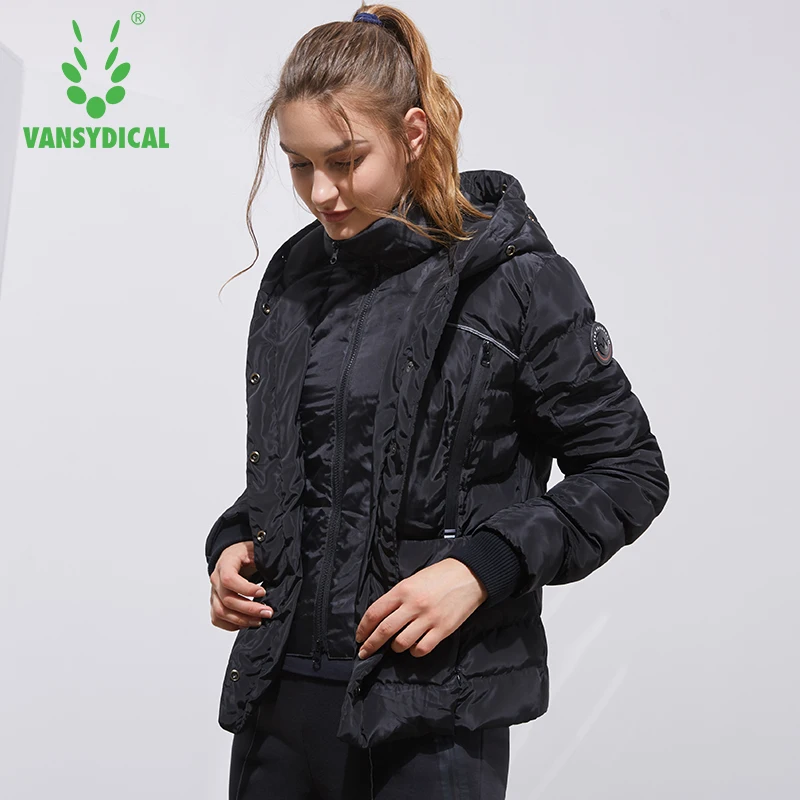 Vansydical для тренировок на открытом воздухе, куртки для бега, теплая ветрозащитная спортивная одежда с капюшоном, ветровка, спортивное пальто, женские топы с длинными рукавами