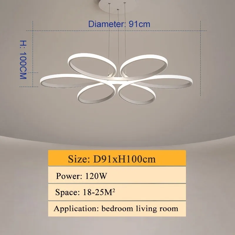 Modern led chandelier lighting for living room bedroom dining room indoor home lustre chandelier lamp AC90v-260v lampadario - Цвет абажура: D91xH10CM 120W