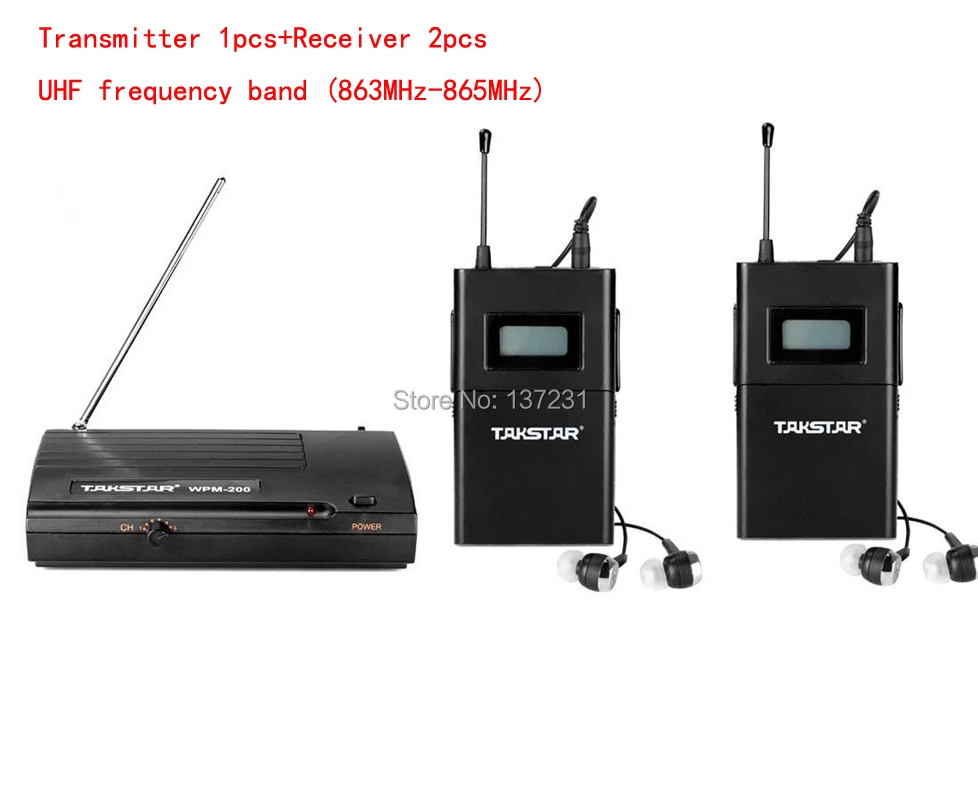 Беспроводная система мониторинга Takstar Wpm 200 UHF 863 865 МГц стерео 1 передатчик 2