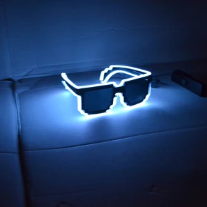8 бит пиксельный светильник el wire led мигающие очки-мозаика EDM EDC Rave вечерние очки для глаз Аксессуары Солнцезащитные очки - Цвет: white