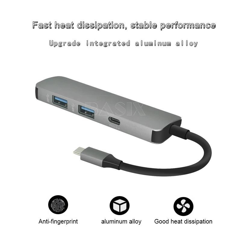 type c chargring Basix USB C концентратор USB-C-HDMI 4K концентратор USB 3,0 адаптер PD/порт зарядки Micro USB для MacBook Pro samsung Galaxy S8 type C концентратор - Цвет: type c chargring