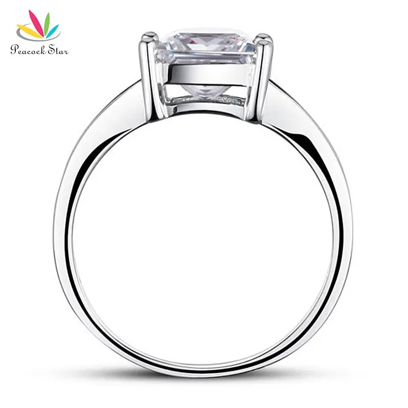 Павлин звезда 1,5 Ct Princes Cut Твердое Серебро 925 пробы свадебное обещание на помолвку кольцо CFR8006