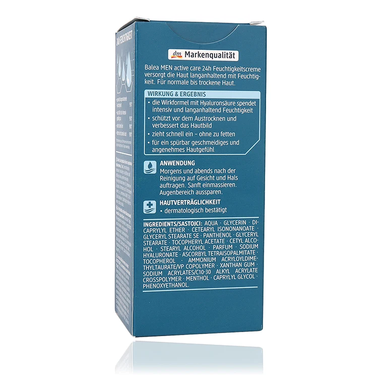 Balea Men 24H Moisturizing Day Active Care Cream Hyaluronic Acid Long-lasting Moisture for Dry Skin Easily absorbed No greasing | Красота и