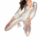 Женский комбинезон из вискозы и спандекса, черный облегающий комбинезон из сетчатой ткани, клубная одежда HL, 2018