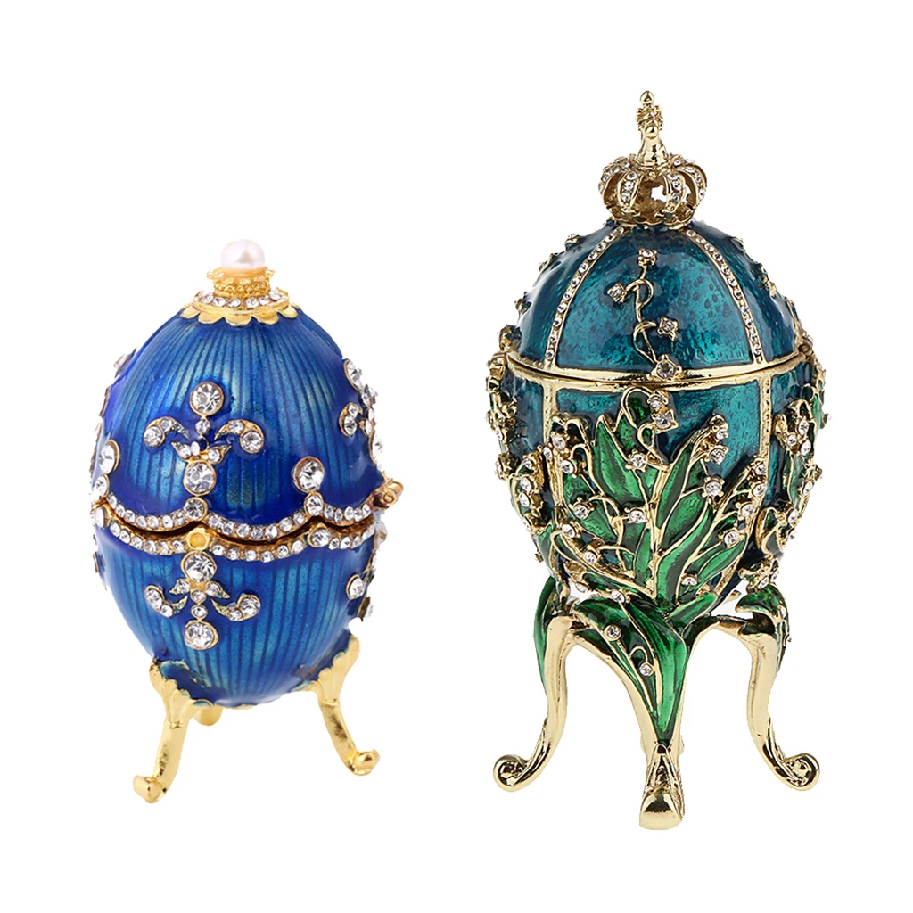 2 шт Роскошная эмаль Faberge Пасхальная коробка-яйцо для ювелирных изделий Чехол бусы свадебное кольцо контейнер для хранения