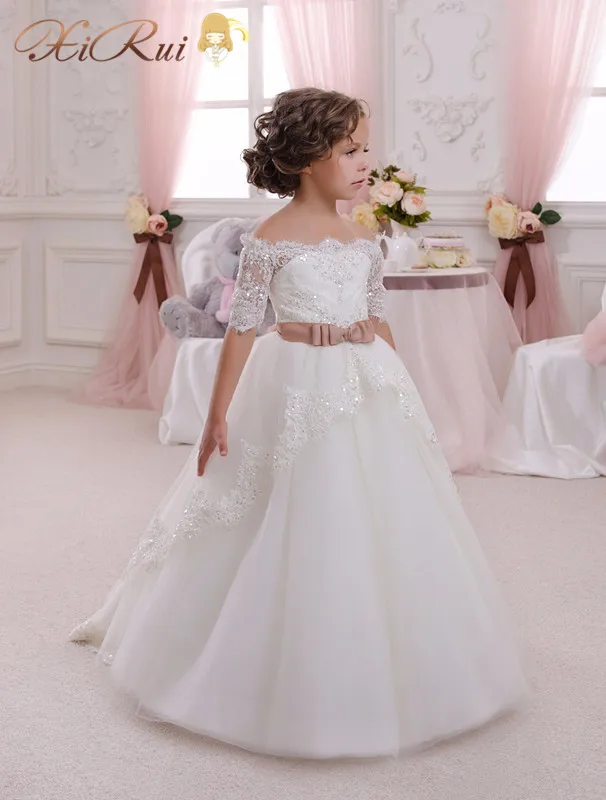 Белое платье для первого причастия с открытой спиной со шнуровкой открытыми