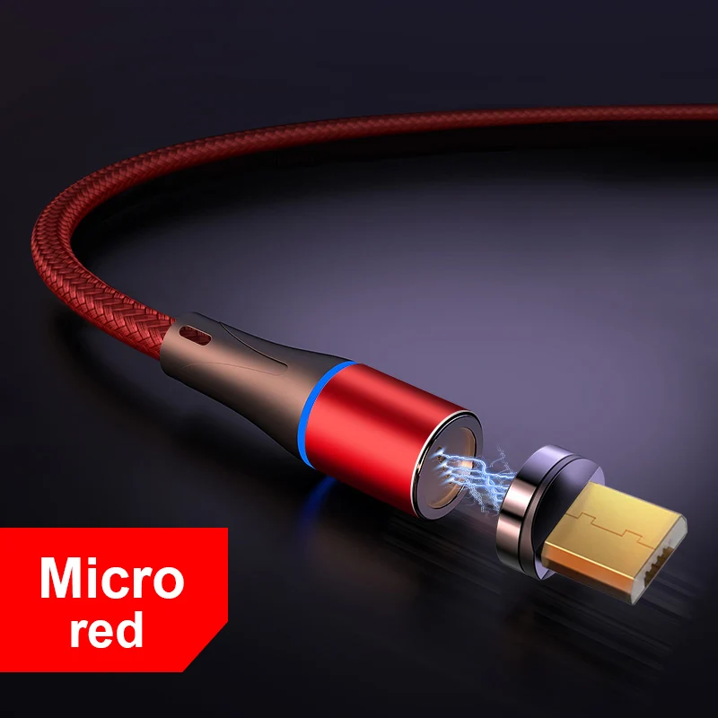 Romichw светодиодный индикатор 3A Магнитный кабель usb type C кабель для быстрой зарядки Магнитный кабель для зарядки и передачи данных кабель USB для мобильного телефона - Цвет: Red