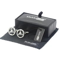 memolissa display box classic solid color car steering wheel cufflink for mens shirts cufflinks jewelry tag wipe cloth