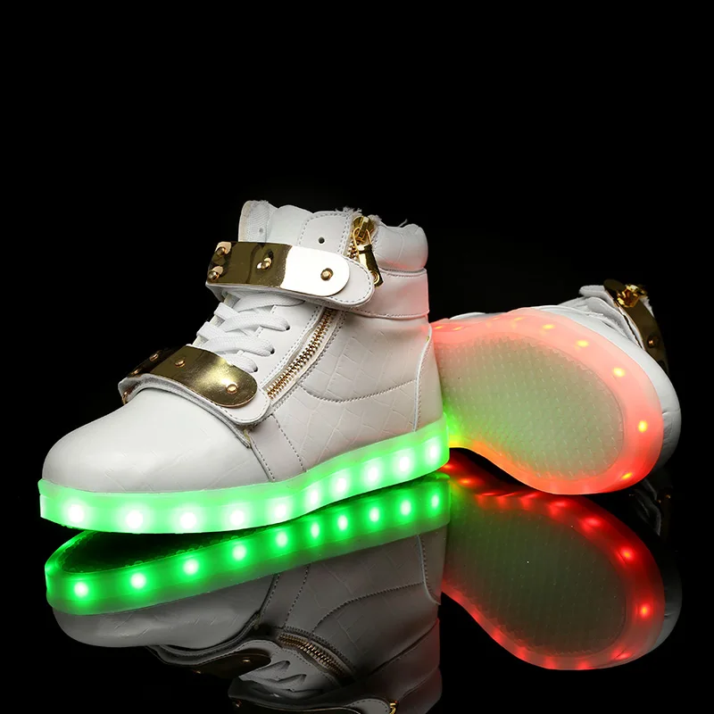 LED Light Children USB Charger Shoes Boys &amp Girls Casual Sneakers Kids Adult Lace Up | Детская одежда и обувь