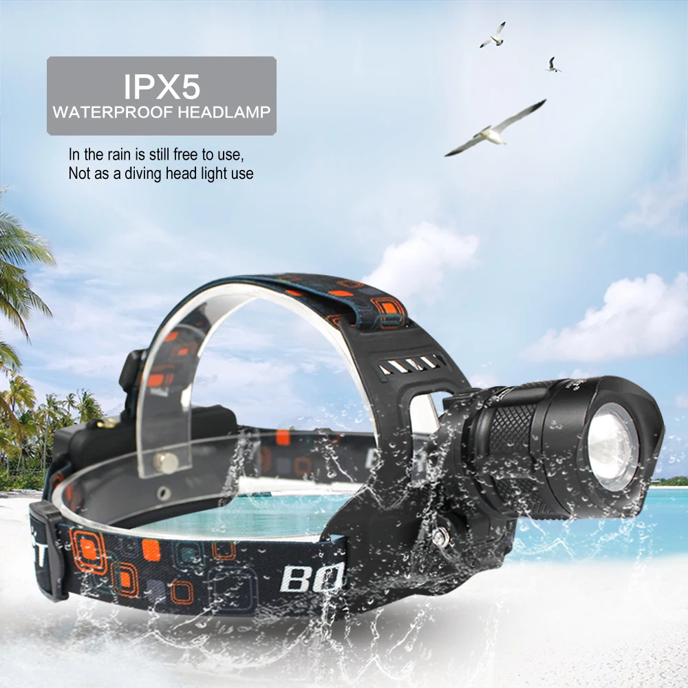 BORUiT Zoom налобный фонарь XML-L2 светодиодный налобный фонарь 5 режимов RJ-2157 внешний аккумулятор Головной фонарь для кемпинга охотничий фонарик на 18650 батарею