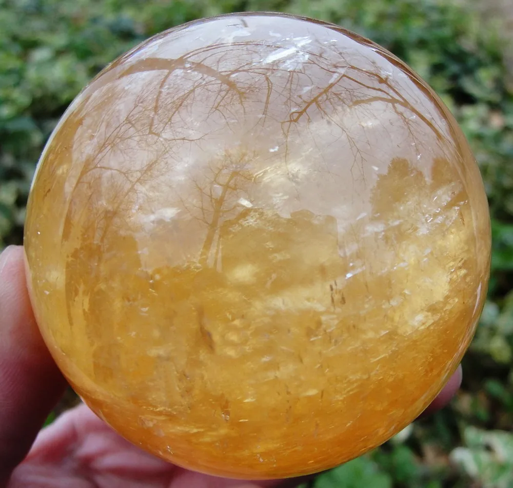 Натуральный цитрин Кальцит кварцевый Хрустальный Сферический шар для лечения 96