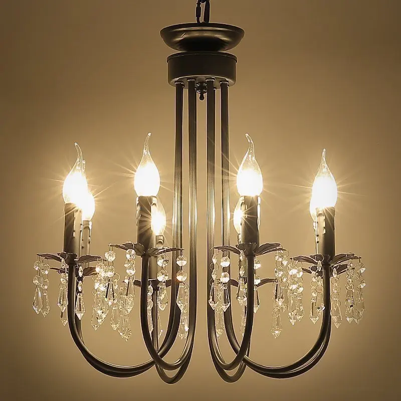 Moroccan style Rural Cafe light Luminaire 8-arm brown Iron pendant lights Crystal Lamp Restaurant Retro vintage indoor Lighting | Лампы и