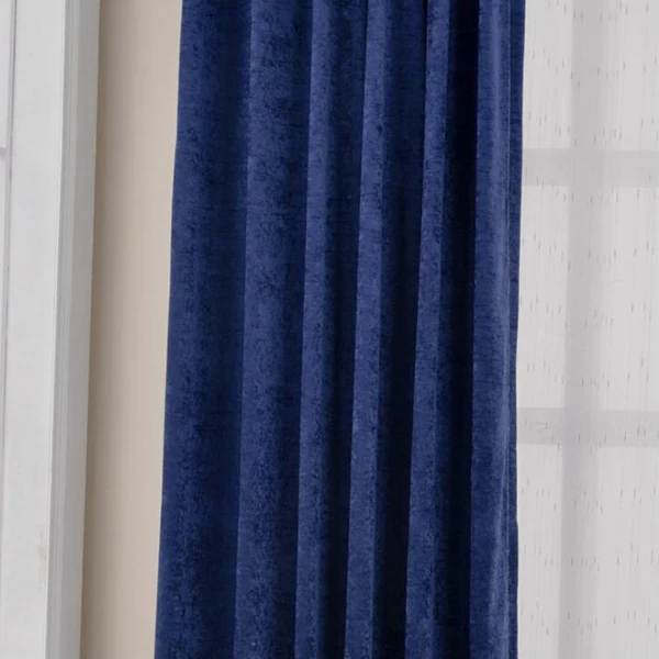 navy blue Одноцветная шенилловая затемненная занавеска для окон, мягкое касание, высокая затенение для гостиной, спальни, украшения дома - Цвет: navy blue