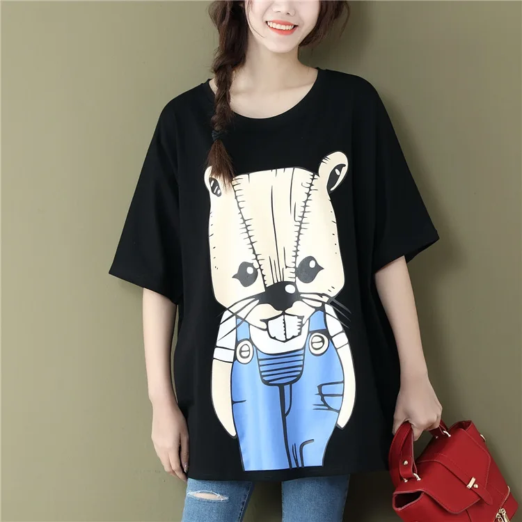 2019 Летняя женская футболка большого размера d Повседневная Свободная с круглым