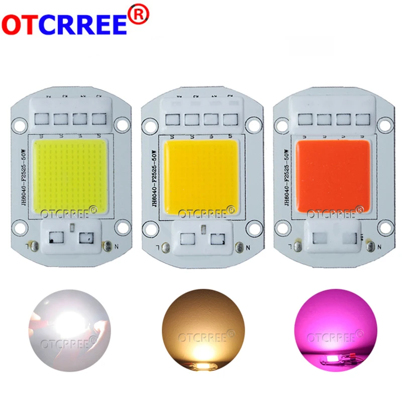 Smart IC AC Светодиодная лента COB 20W 30W 50W 110V 220V водителя DIY прожектор высокой мощности светодиодный COB диод теплый полный спектр белого
