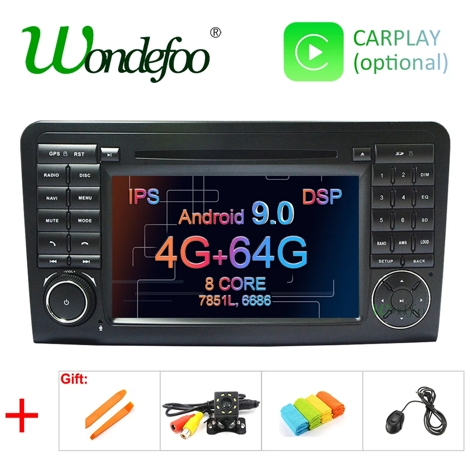 Ips Android 9,0 4G 64G Автомобильный dvd-плеер для Mercedes Benz CLASS ML W164 X164 ML350 ML300 GL500 ML320 ML280 GL350 GL450 gps радио